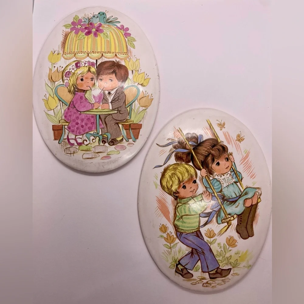Vintage Oval Wall Hangings Nursery Decor - Ceramic